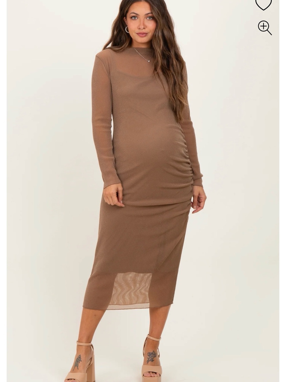 Pinkblush Brown Long-Sleeve Midi Dress